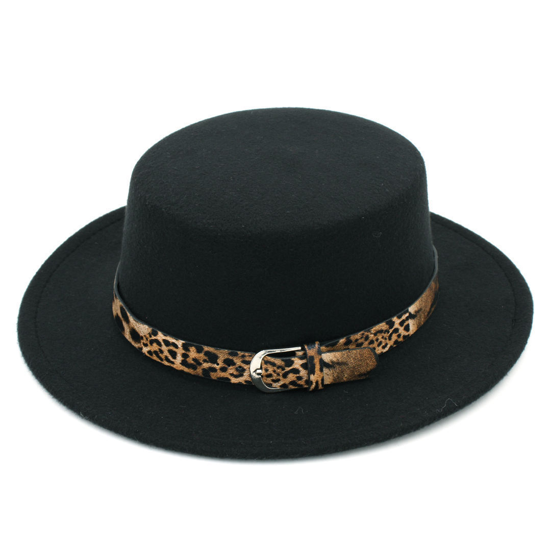 Mistdawn damer kvinder uld blanding sejlerhat sømand bred skygge flade top kasketter bowler hatte leopard læder bånd