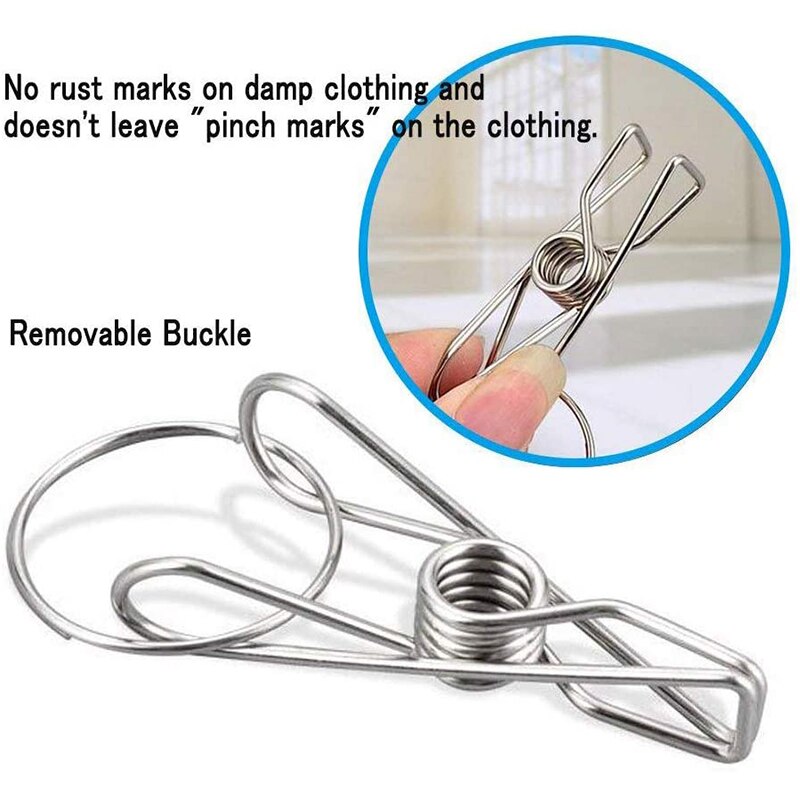 Clothes Drying Rack 52 Clips Stainless Steel Laundry Drying Rack Folding Sock Hanger Underwear Hanger Clothes Hangers