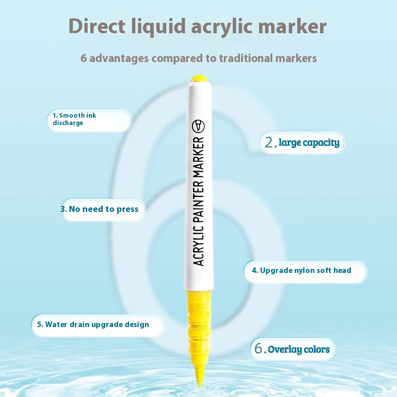 Languo acrylic marker pen soft head painting can be stacking color intelligent control ink color pens 9 color student brush set