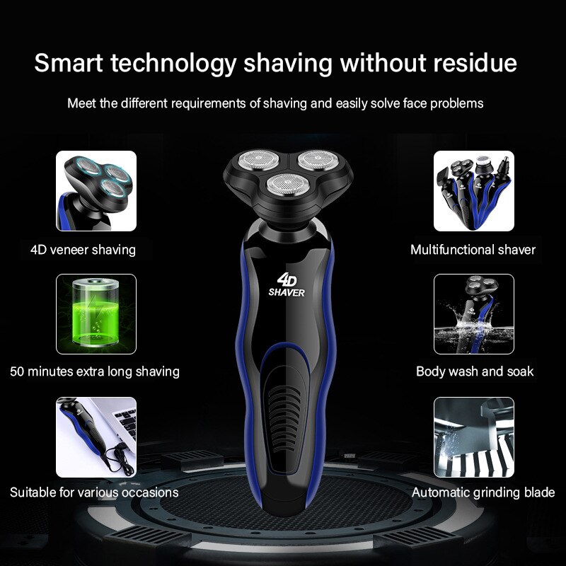 Elektrische Scheerapparaten Scheren Machine 4 In 1 Baard Scheerapparaten 4D 3 Blades Neus Tondeuse Tondeuse Oplaadbare Voor Mens Elektrische scheerapparaat