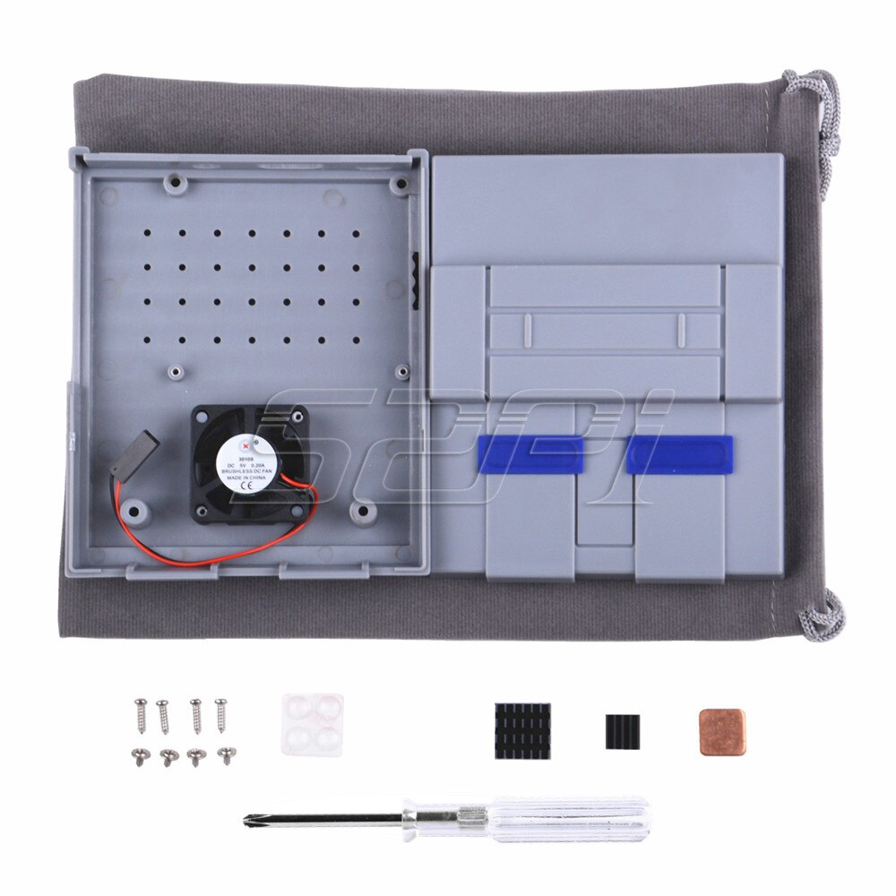52Pi NES Style Case Enclosure SNES Case Kit with Cooling Fan Heatsinks for Raspberry Pi 3 Model B Plus / 3 B / 2 B / SNESPi