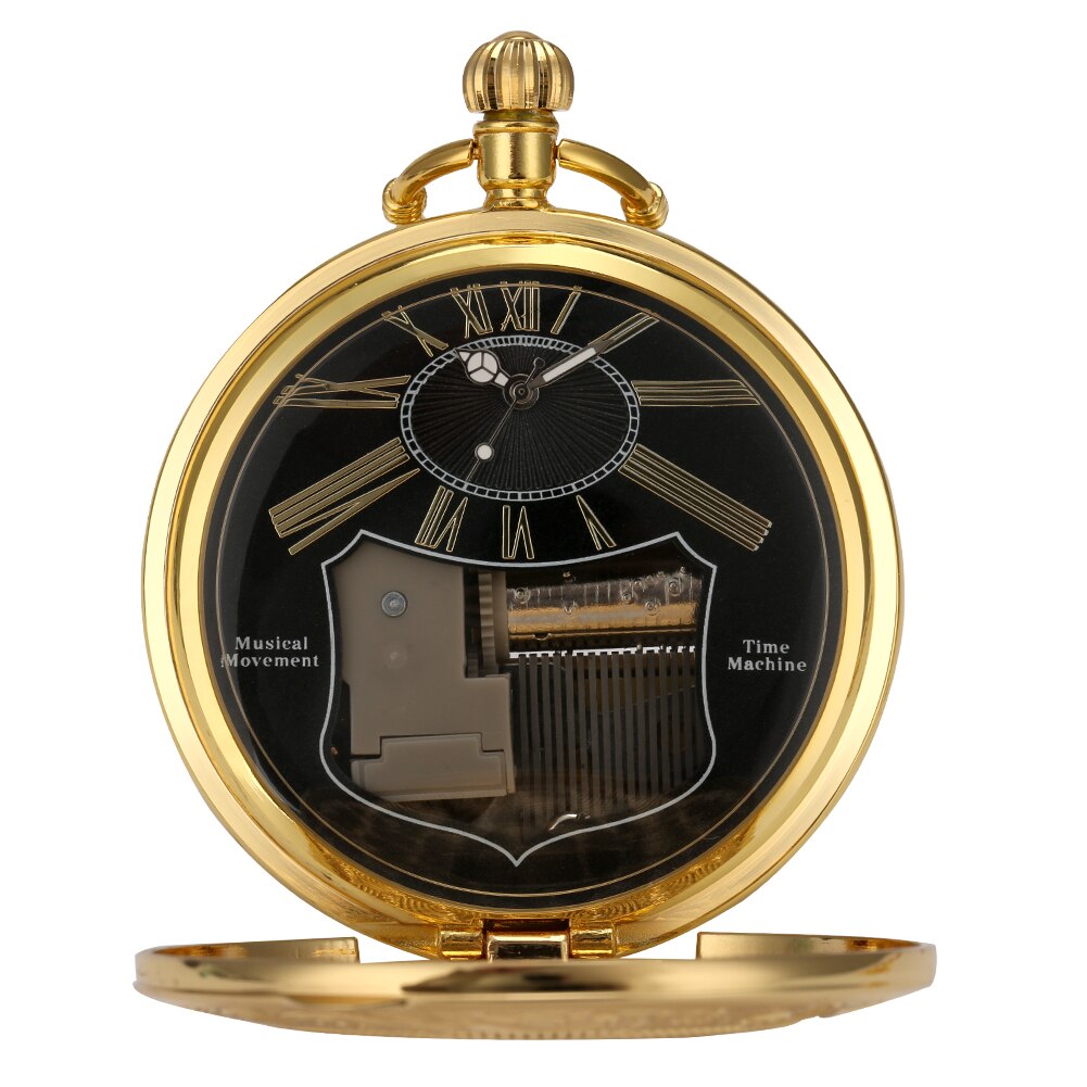 Schloss Ich bin Himmel Musical Quarz Taschenuhr Luxus Gold Hohl Steampunk retro Römischen Ziffern Anhänger Uhr fob Kette Neue