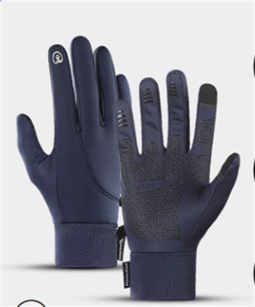 Guantes de equitación para deportes al aire libre, con cremallera, cálidos, a prueba de viento, impermeables, para pantalla táctil, para hombres y mujeres, Otoño e Invierno: Blue / L