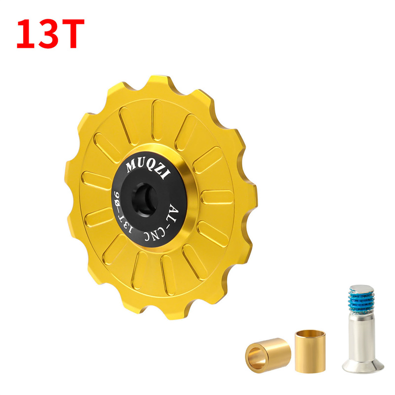 MUQZI 11/12/13/14/15/16/17T Rear Derailleur Jockey Wheel Ceramic Pulley MTB Pulleys Road Bike Ceramics Bearing Guide Wheel: 13T Glod
