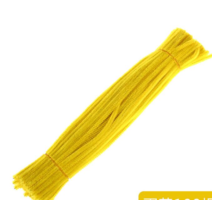 100 stuks/set educatief speelgoed montessori materialen chenille kinderstokjes puzzel knutsel kleurrijke pluche stokjes handgemaakt doe-het-zelf speelgoed: Geel