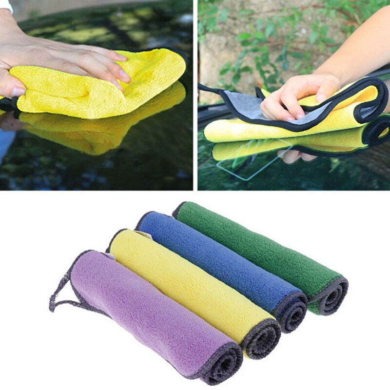 1pc bilpleje polering vaskehåndklæder plys stærk tyk plys polyesterfiber bil rengøringsklud mikrofiber vask tørring håndklæde