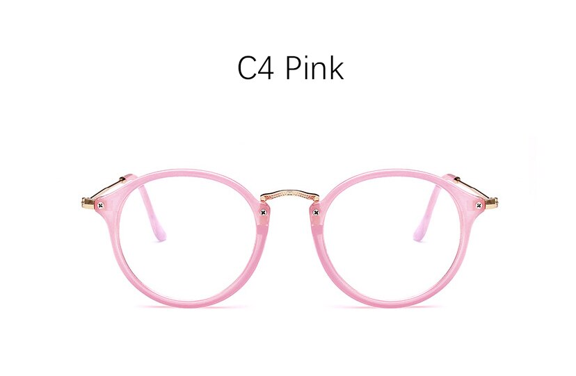 Blauw Licht Brilmontuur Computer Bril Bril Ronde Transparante Vrouwelijke Vrouwen Brillen Frame Monturen Heldere: C4 Pink
