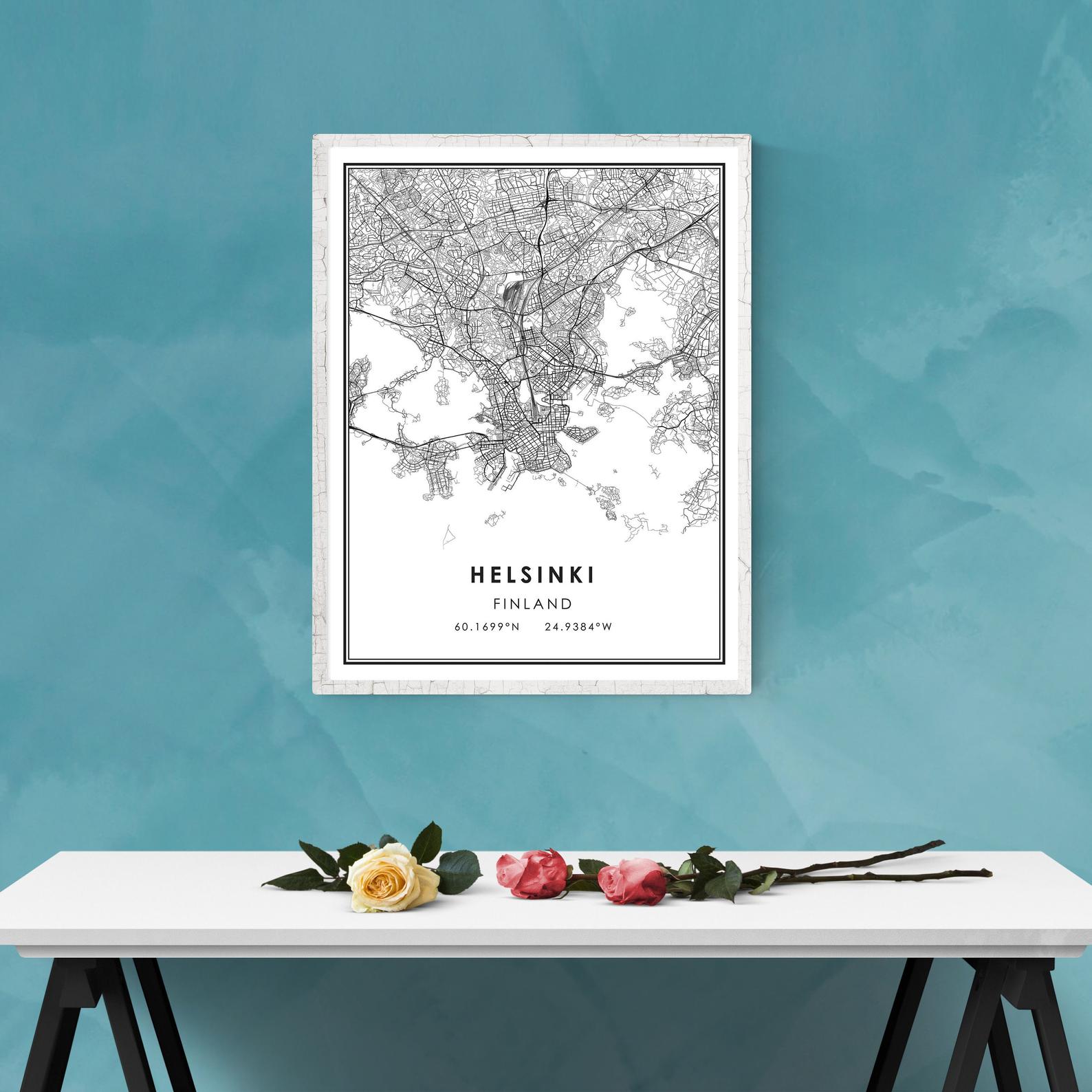Helsinki map print poster canvas | Helsinki Finland city map print poster canvas