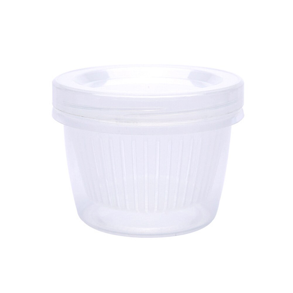 2 lag løg ingefær hvidløg mad plast opbevaringsboks rund gennemsigtig drænforsegling stabelbar mini skål køkken køleskab container: Default Title