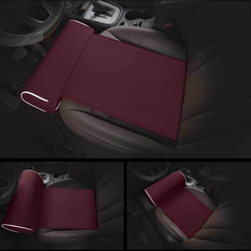 Cojín para asiento de coche reposapiés de cuero PU, soporte para piernas, esterilla cuadrada, rodillera de fácil conducción, apoyo para los muslos, accesorios de Interior de coche: 1pc red wine