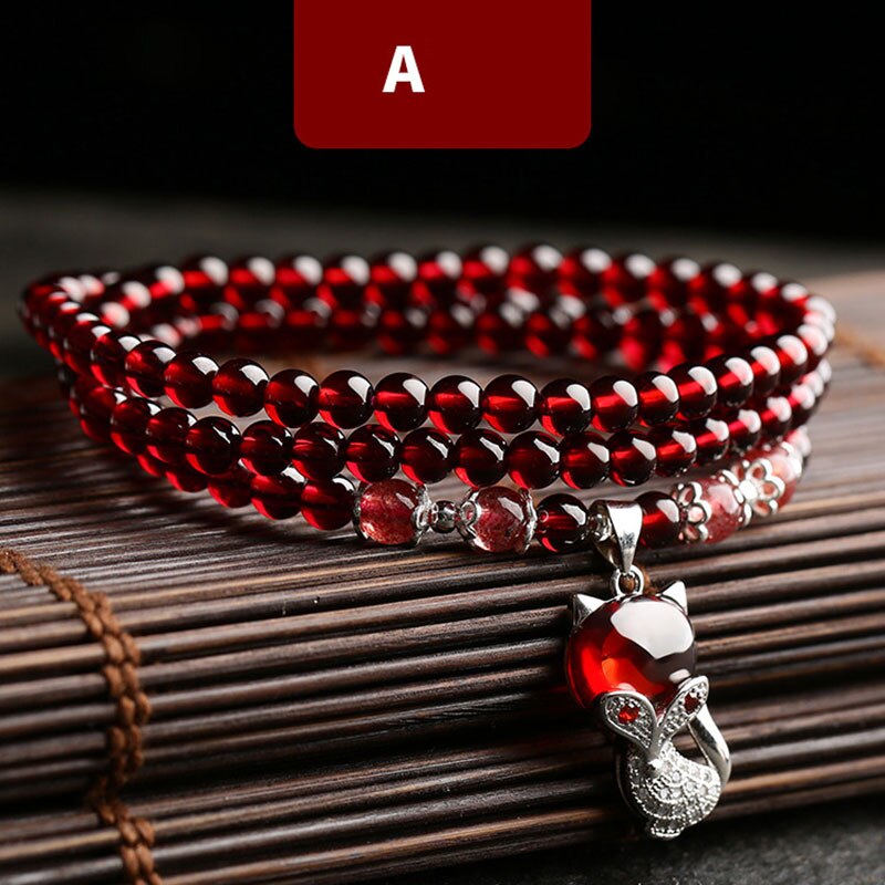 Wein Rot Granat Armbänder Für Frauen Natürliche Edelstein 925 Sterling Silber Schmuck Fox Kürbis Pixiu Schneeflocke Charme Beste Mädchen: Type A