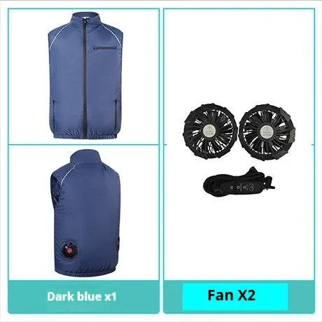 Complete set kleding met airconditioning, functioneel vest, zomerwerkkleding, outdoor kleding voor vissen, warmteafvoer en zonbescherming.: Xxl / Blauw