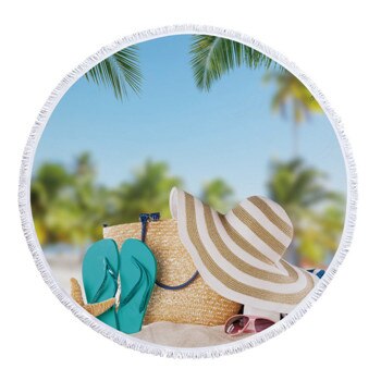 Toalla De playa redonda grande con estampado del mapa del mundo, paño De felpa grueso De microfibra con borlas, toallas De playa grandes, servilleta De Plage: Blanco