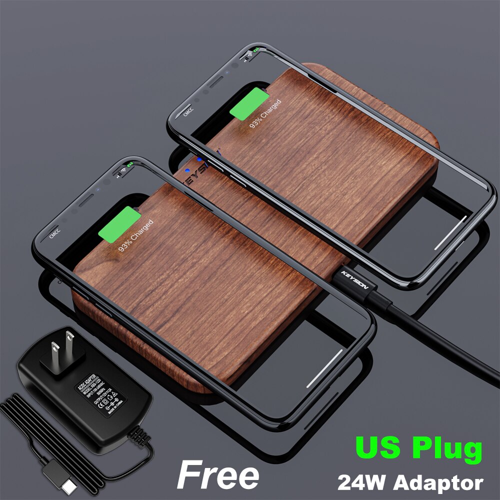 Keysion 5 Coils Dual Wireless Charger Stand Voor Iphone 12 11 Pro Xr Xs Max Qi Snelle Draadloze Opladen Pad voor Samsung S20 S10 S9: US-Plug Set-1