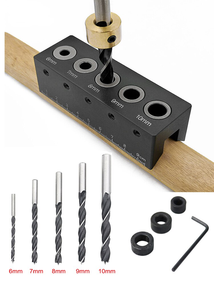 90 Degree Straight Angle Drill Guide Pocket Hole Jig Kit Aluminum Alloy Hole Locator Doweling Jig Woodworking Tools
