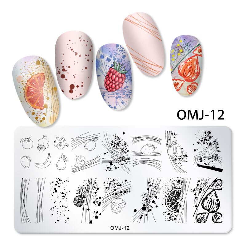 1Pc Nail Art estampage modèle plaque papillon géométrique en acier inoxydable transfert pochoirs ongles modèle bricolage polonais imprimer Image: OMJ-12