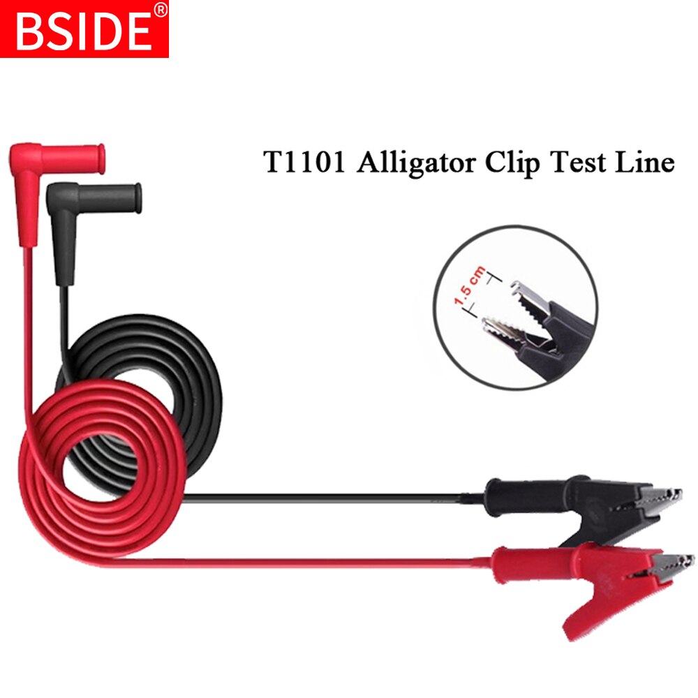 BSIDE Multimeter probe Alligator Clip Test Lead Insulated Crocodile Clamp Line DIY Tester cable General purpose: T1101 Test Clip