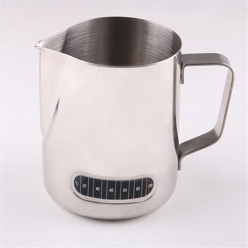 600 ml Coffee Milk Frothing Pitcher With Built-In Thermometer Stainless Steel Espresso Steaming Pitchers with Thermometer: Default Title