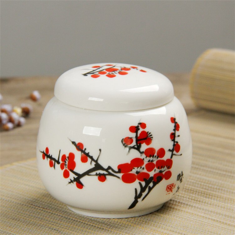 Boîte à thé Kongfu | Coffres traditionnels chinois de stockage de thé en porcelaine peinte à la main, nourriture Puer, poterie, thé vert: WintersweetPorcelain