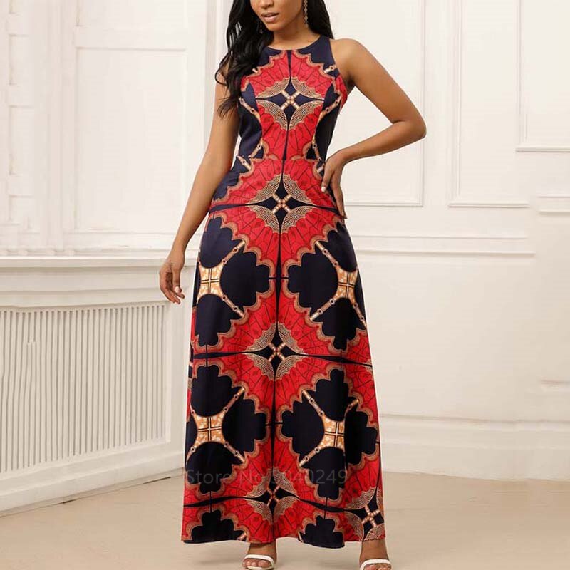 2022 African Clothing for Woman Dashiki Print European Dresses Bazin