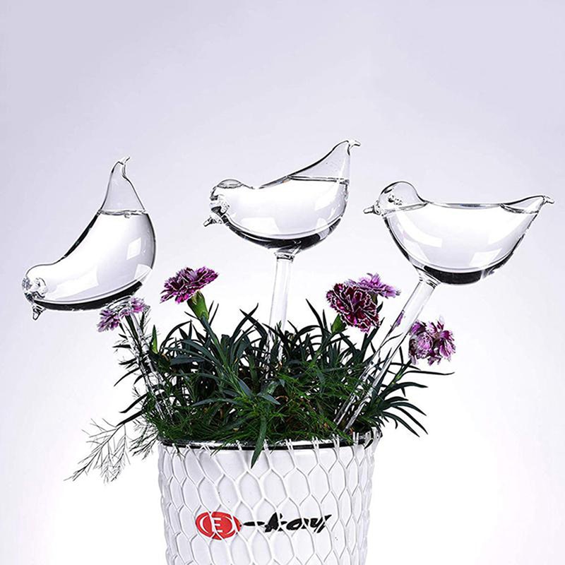 Clear Automatische Bloem Sproeisysteem Apparaat Plant Waterer Self Watering Globes Vogel Vorm Handgeblazen Helder Glas Aqua Lampen