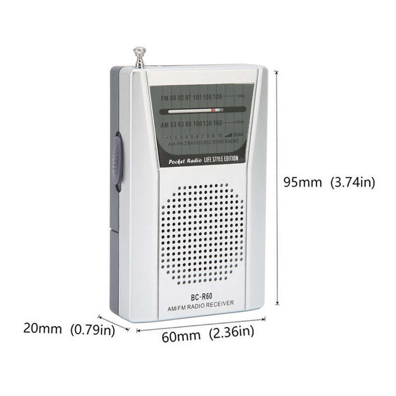 Radio Transistor AM FM portátil, altavoz de 5W, funciona con pilas, Radio de bolsillo para viajes, emergencia, hogar
