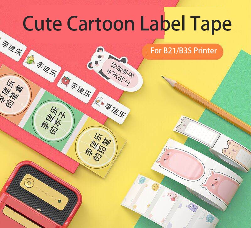 【Niimbot B21/B3S Label】Cartoon Cute Label tape Label Sticker used for B21/B3S Label Maker Label Printer