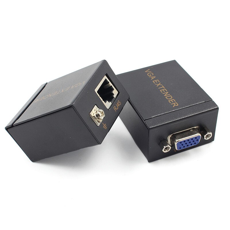 Flexibele vga extender vrouwelijk naar lan cat 5 cat 5e rj45 ethernet met zender ontvanger 60m vrouwelijke adapter versterker vga extender