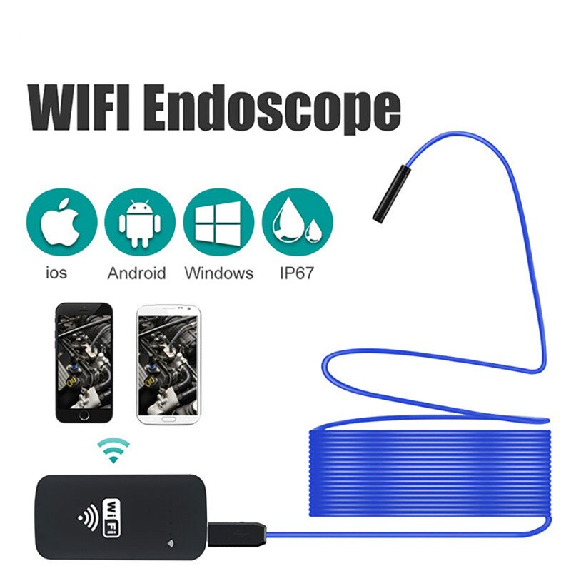 Wifi endoskop kamera 720p inspektionskamera semi-rigid snake kamera til android og ios smartphone iphone, samsung ipad, tablet