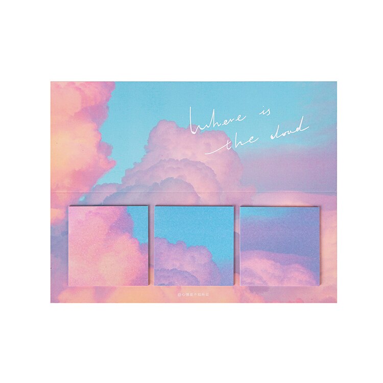 SKYISLE 16 Designs 60pcs Fantasy Sky Cloud Moonlight Memo Pad Deco Sticky Notes Notepad Diary Self-Stick Note Memo Pad: M