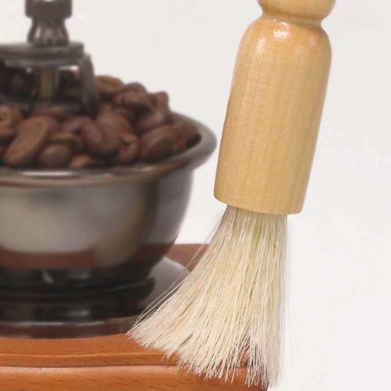 Kaffemaskin borste trä handtag & amp; naturliga borst maskin grupp huvud rengöring köksredskap kaffekvarn borstar