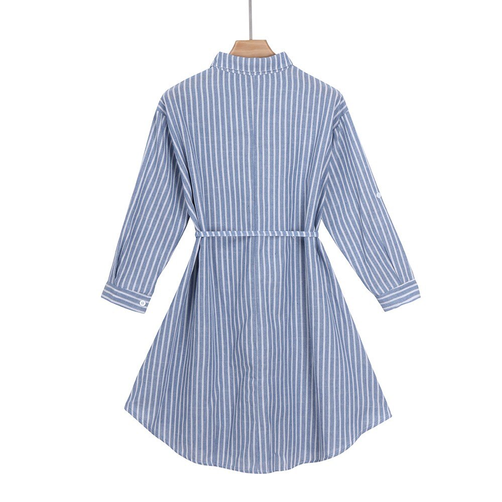 Summer Maternity Striped Dress Lining Dresses For Pregnant Women Clothes Turndown Collar Half Sleeve Pregnant Dresses Vestido
