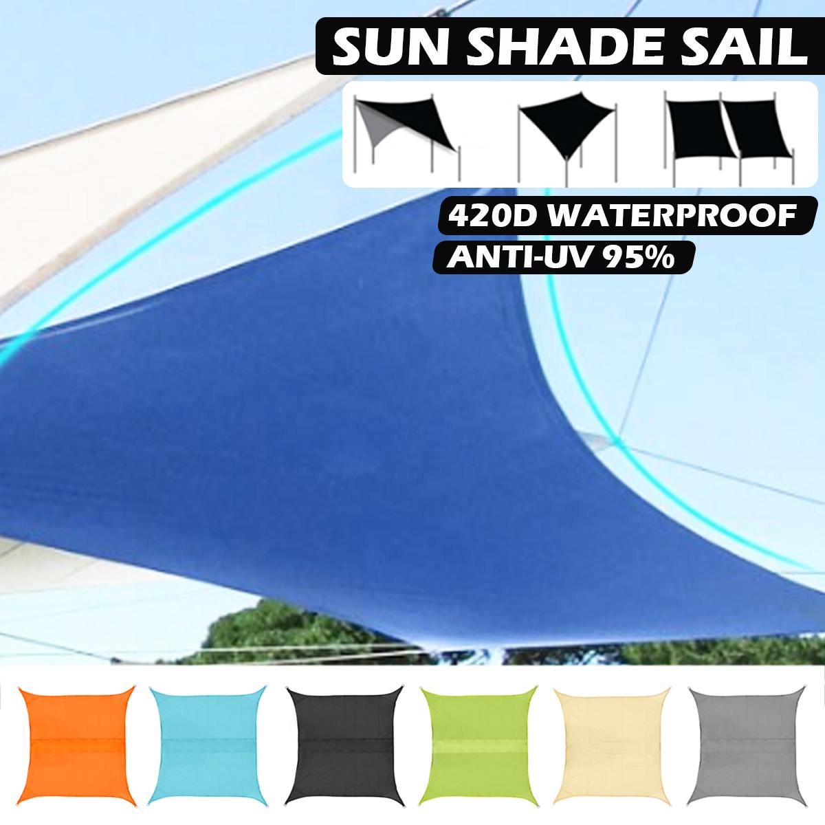 2-5M Awning Sun Shelter Beach Outdoor Camping Garden Sun Awning Canopy Sunshade Hammock Rain Fly Tarp Waterproof Tent Shade