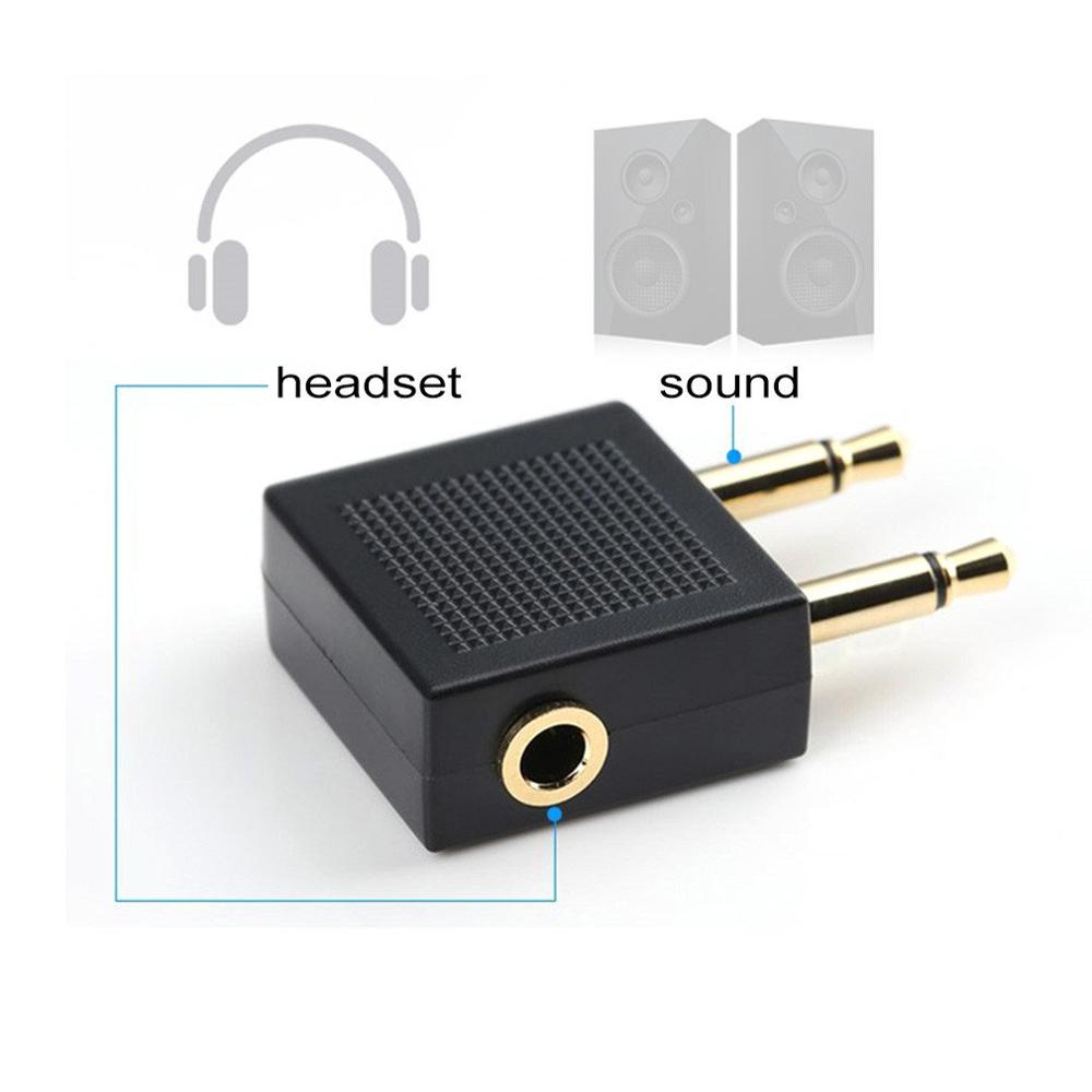 One female to two male audio converter Airplane Airline Headphone Adapter For Audio Jack 2 Plug 1 piece