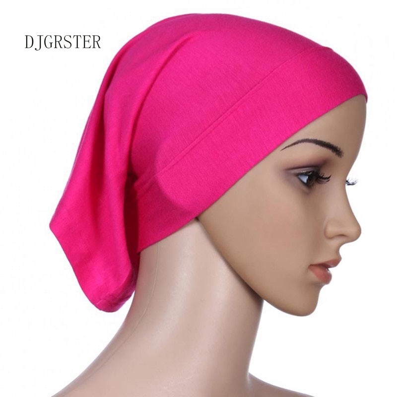 Djgrster stretchbar hijab undersjal keps sjal muslim islim halsduk inre pannband hijab polyester fiber 15 färger