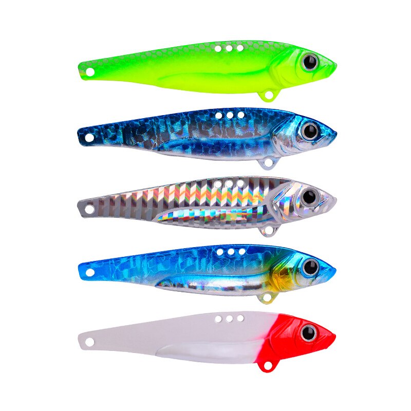 Lot d&#39;appâts en métal pour la pêche, leurre vibrant pour attraper des poissons tels que les bars, les brochets, les perches, les cigales, coulant, vibrant, avec lame, 7g, 12g, 17g, 5 pièces