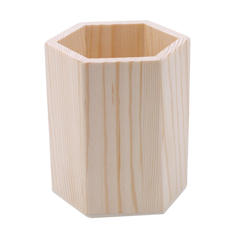 Organizador de escritorio, caja de lápices con soporte de madera, caja para colorear DIY para niños, herramientas creativas, portalápices, accesorios de oficina: Hexagonal