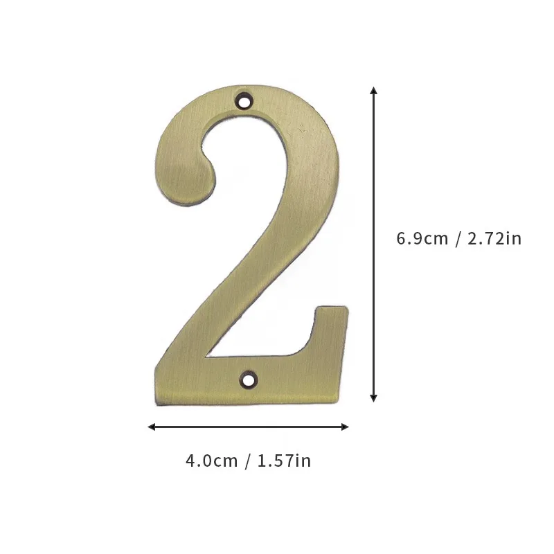 7cm Bronze House Number Sticker backside Metal Doorplate Home Door Plaque Numbers Sign For Mailbox Street: Black & White