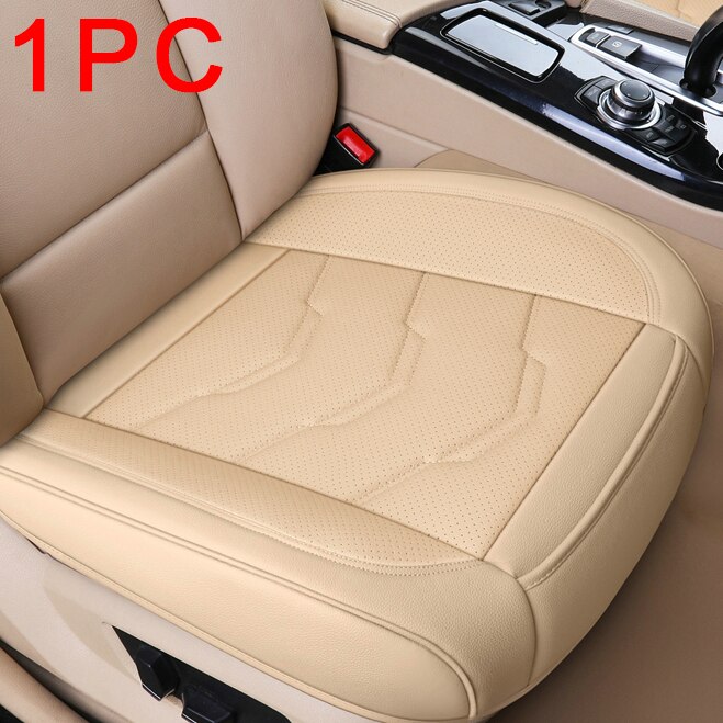 Vier Seizoenen Universele Autostoel Cover Set Pu Leer Ademend Zitkussen Protector Anti-Slip Past Voor 99% Auto auto Goederen: 1pc front beige