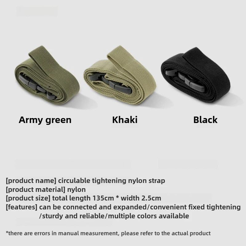 Sangles multifonctions en Nylon Durable, attache de chargement pour bagages, sangle de ceinture à cils 1.35x0.25m, Camping randonnée, boucle de ceinture de rangement du fret