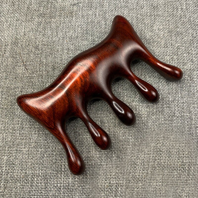 Masajeador de madera para la cabeza, peine de masaje para raspar Meridianos, estimulación de acupresión del cuero cabelludo, reflexología, terapia de relajación muscular corporal: 10