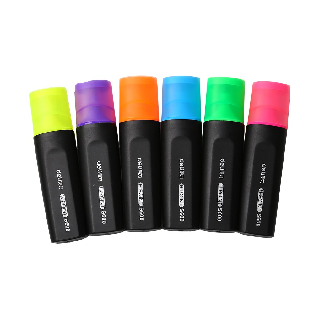 Deli 6 Kleur Markeerstift Art Tekening Kantoor Waterdichte Markers Pen Fluorescerende Heldere Markeerstiften Kinderen Party Graffiti Pennen