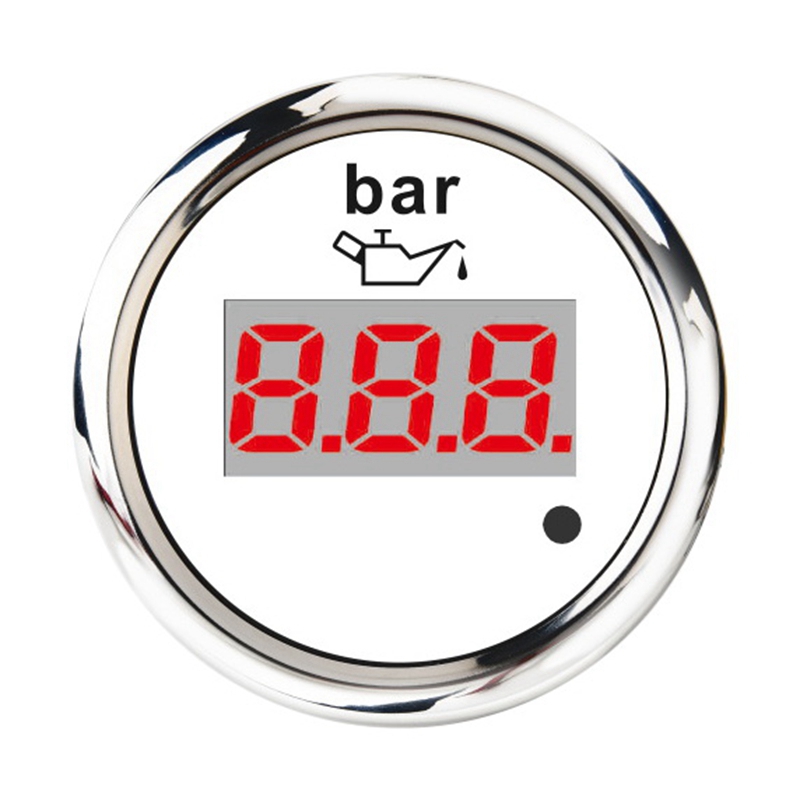 52mm Digital Oil Pressure Gauge 0-10 Bar Universal Stainless Steel Oil Meter Indicator Red Backlight with Alarm