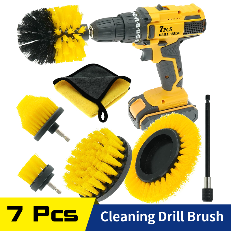 7 Stuks Boor Elektrische Borstel Power Scrubber Reinigingsborstelbevestiging Set Voor Alle Doeleinden Voor Vloer, Bad, Douche, Tegel, Badkamer, Keuken