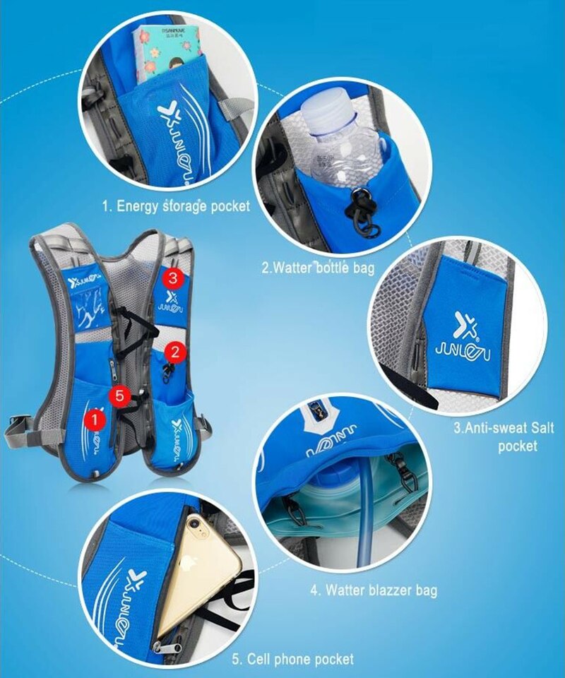 Mochila deportiva de hidratación para senderismo, chaleco para correr + bolsa de agua de 2L, bolsa de montaña con bolsa de agua portátil,