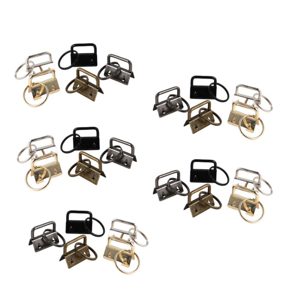 50Pcs Diy Stof Sleutelhanger Fob Polsbandje Met Key Ring Voor Lanyard Bagage Riem Accessoires (Gemengde Kleur)