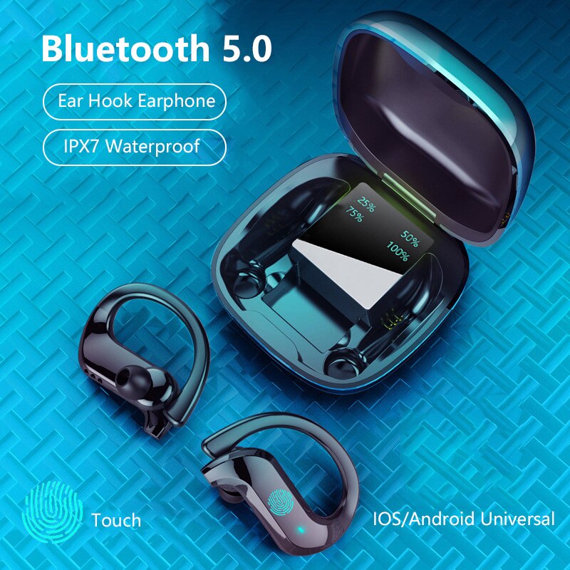 Bluetooth Oortelefoon Draadloze Hoofdtelefoon Stereo Sport Waterdichte Oordopjes Touch Control Headsets Met High-Definition Microfoon