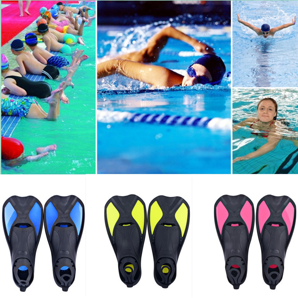 1pair Full Foot Short Fins Scuba Diving Swim Training Flippers Surfing Snorkeling Sock Swimming Fins Adult Flippers Water Shoes