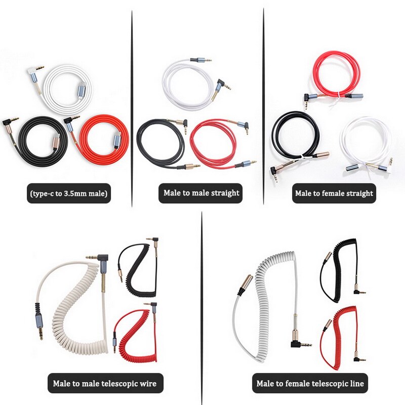 Elbow spring retractable 3.5mm audio cable aux audio speaker cable retractable cable car cable Extension Cable Retractable Cable