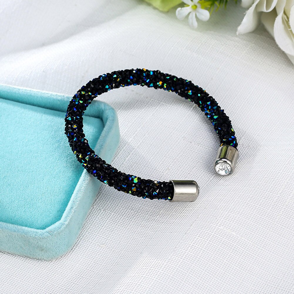 Exquisite Kristall Manschette Armband Öffnen Armreifen Pulseira Feminina Für Frauen Bijoux Neue Schmuck Armreifen: Black